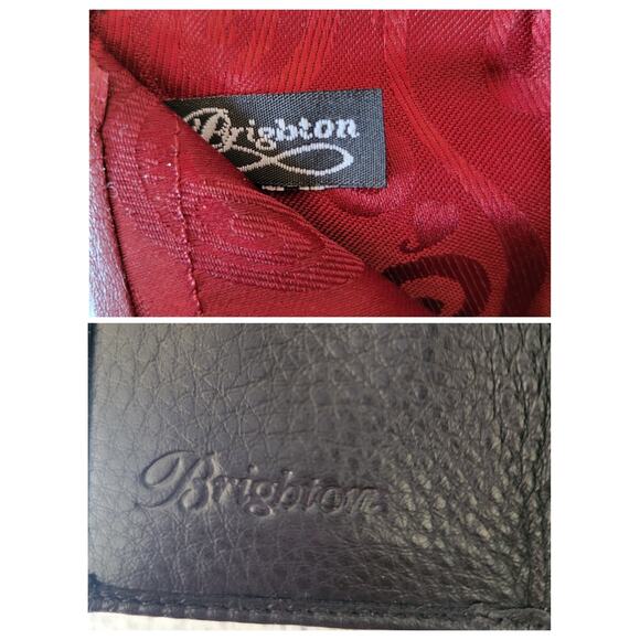 Brighton Smooth Embossed Leather Silver Hearts Mini Trifold Red Lined Wallet - Picture 7 of 16